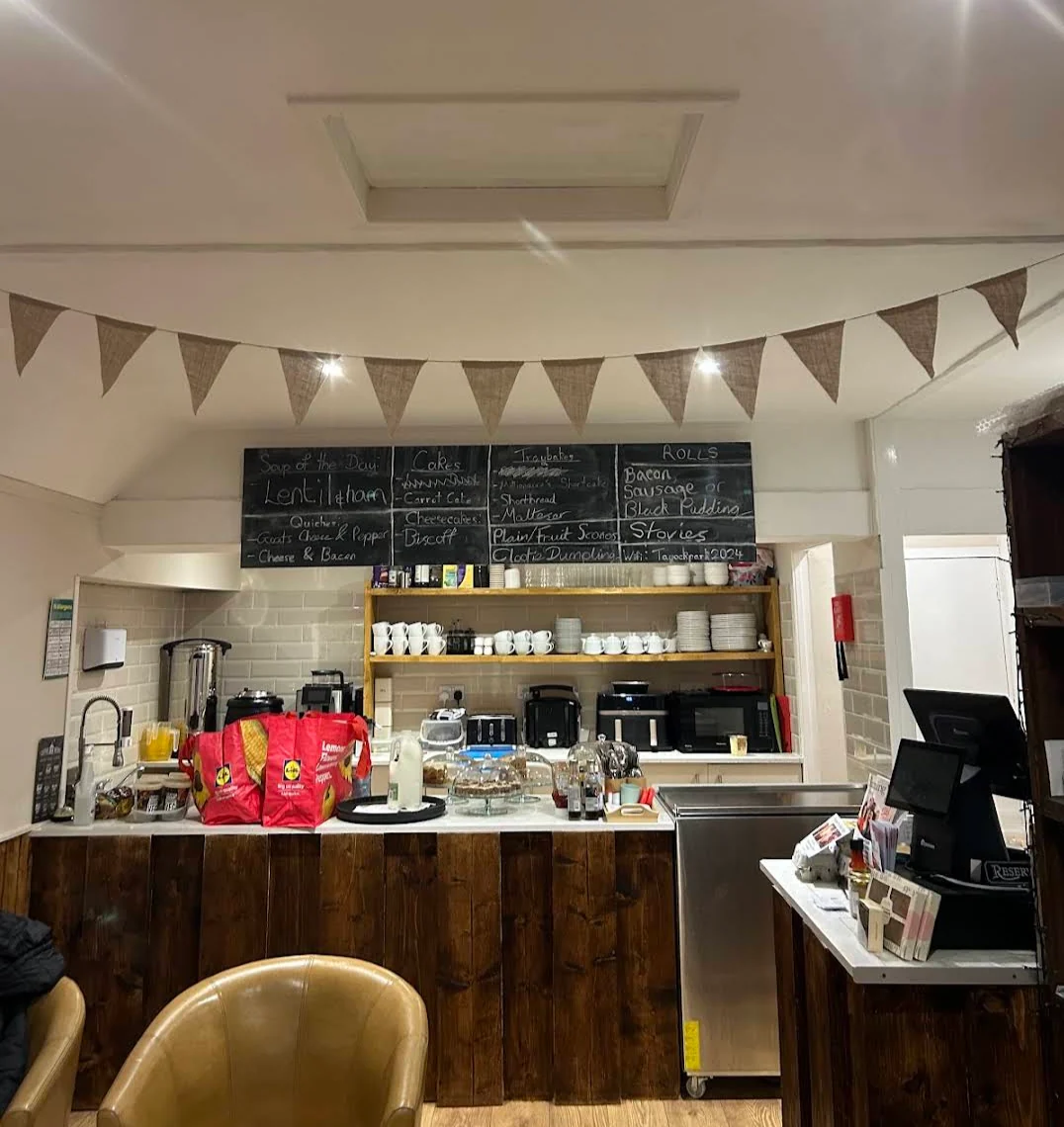 The bistro counter with coffee machine and chalkboard specials